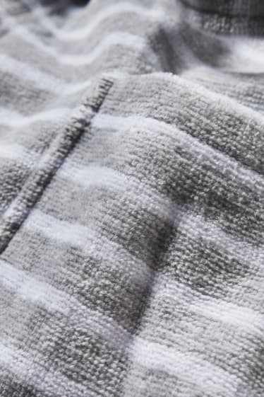 Bambini - Accappatoio con cappuccio - a righe - grigio chiaro melange