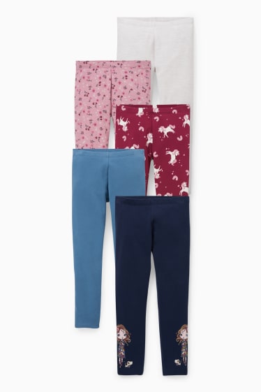 Enfants - Lot de 5 - leggings chauds - bleu foncé