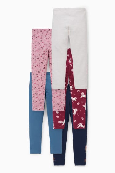 Enfants - Lot de 5 - leggings chauds - bleu foncé