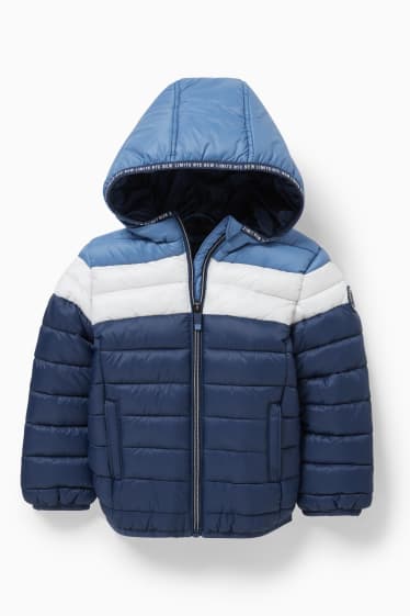 Dětské - Prošívaná bunda s kapucí  - modrá