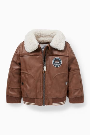 Babies - Baby biker jacket - faux leather - brown