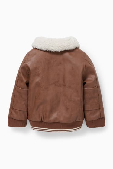 Babies - Baby biker jacket - faux leather - brown