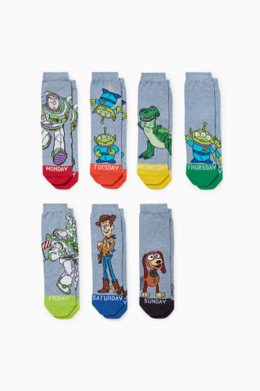 Kinderen - Set van 7 paar - Toy Story - sokken met motief - lichtblauw