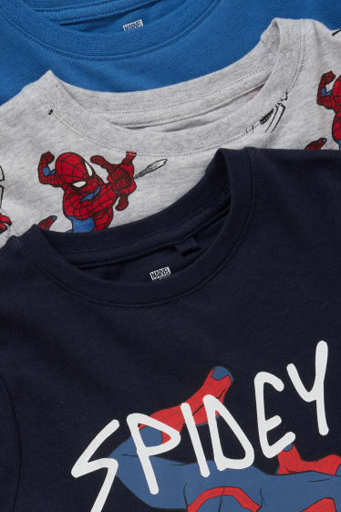 Niños - Pack de 3 - Spider-Man - camisetas de manga larga - azul oscuro