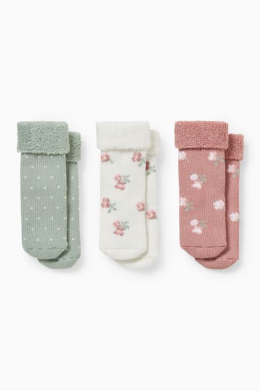 Bébés - Lot de 3 paires - chaussettes pour nouveau-né - hiver  - rose clair