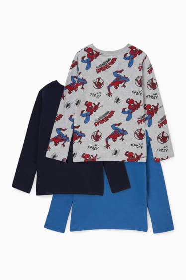 Niños - Pack de 3 - Spider-Man - camisetas de manga larga - azul oscuro