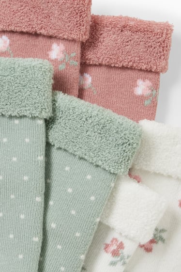 Bébés - Lot de 3 paires - chaussettes pour nouveau-né - hiver  - rose clair