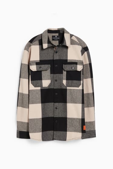 Uomo - CLOCKHOUSE - camicia - relaxed fit - colletto all'italiana - quadri - nero / beige
