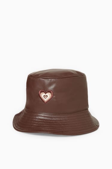 Women - CLOCKHOUSE - hat - faux leather - dark brown