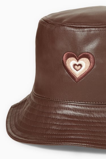Women - CLOCKHOUSE - hat - faux leather - dark brown