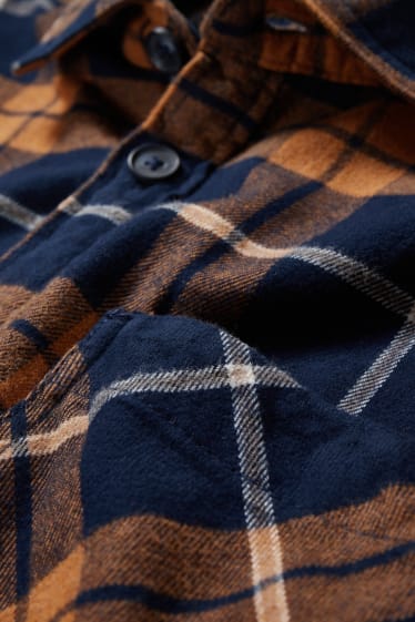 Uomo - Camicia - regular fit - collo all'italiana - a quadretti - havana