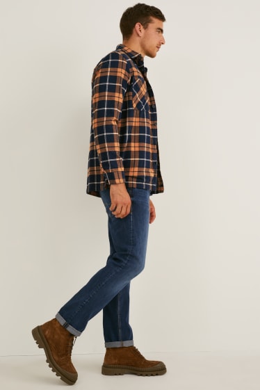 Uomo - Camicia - regular fit - collo all'italiana - a quadretti - havana