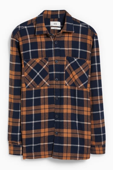 Uomo - Camicia - regular fit - collo all'italiana - a quadretti - havana