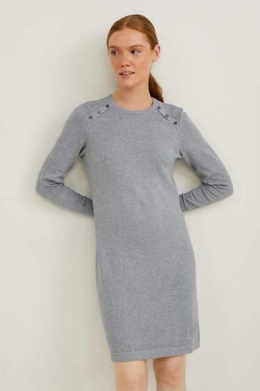 Women - Knitted dress - light gray-melange