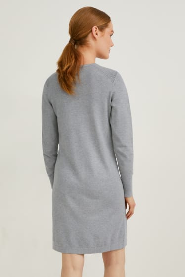 Women - Knitted dress - light gray-melange