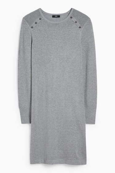 Women - Knitted dress - light gray-melange