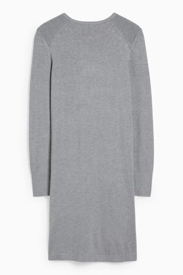 Women - Knitted dress - light gray-melange