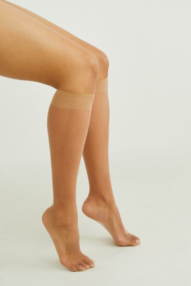 Women - Multipack of 6 - sheer knee highs - 20 denier - Cream Powder