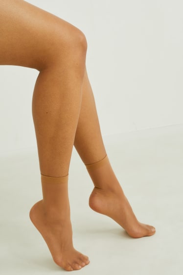 Women - Multipack of 7 - sheer ankle highs - 20 denier - beige