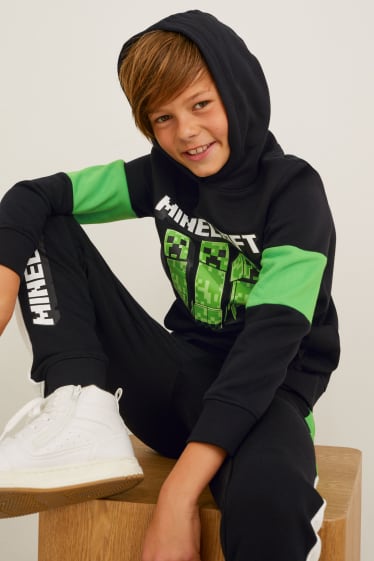 Niños - Minecraft - set - sudadera con capucha y pantalón de deporte - 2 piezas - negro