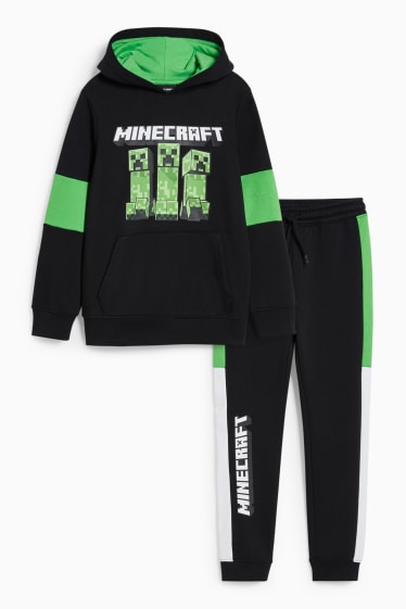 Enfants garçons - Minecraft - ensemble - sweat à capuche et pantalon de jogging - deux pièces - noir