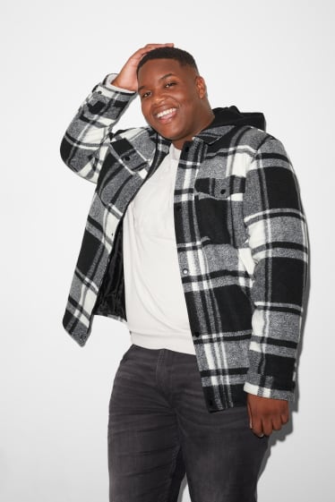 Bărbați - CLOCKHOUSE - jachetă tip cămașă cu glugă - în carouri - negru / alb