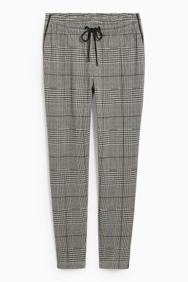 Donna - Pantaloni di stoffa - vita media - tapered fit - a quadretti - grigio / nero