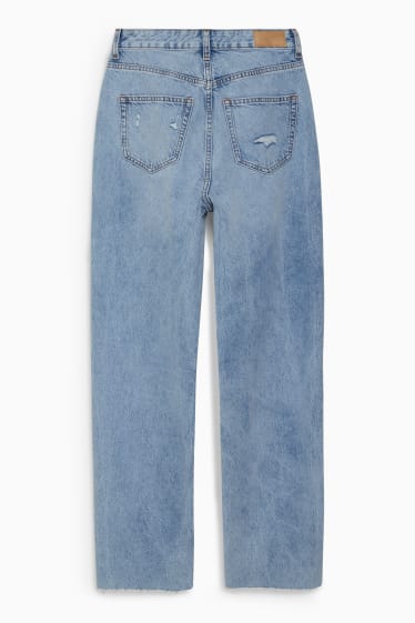 Femmes - Jean coupe détendue - high waist - jean bleu clair