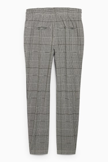 Donna - Pantaloni di stoffa - vita media - tapered fit - a quadretti - grigio / nero