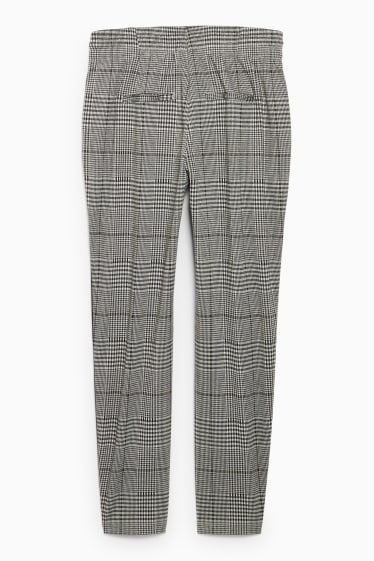 Femmes - Pantalon en toile - mid-waist - coupe fuselée - à carreaux - gris / noir