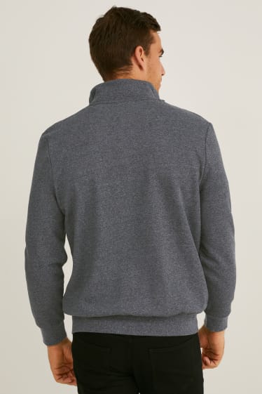 Hommes - Sweat zippé en molleton - mélange gris foncé