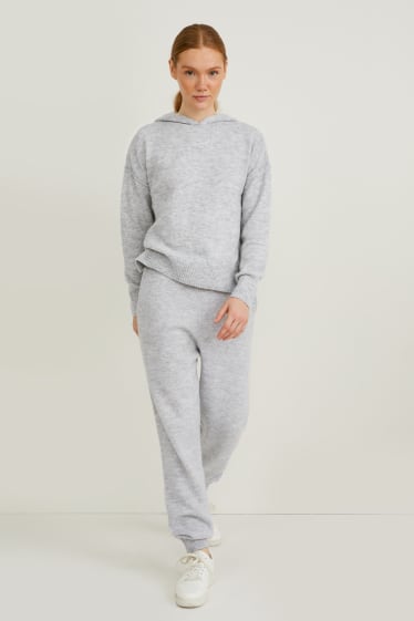 Donna - Pantaloni in maglia - grigio chiaro melange