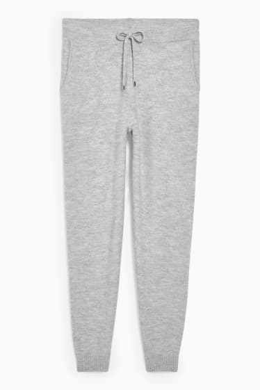 Women - Knitted trousers - light gray-melange