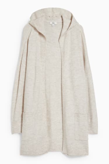 Women - Cardigan with hood - beige-melange