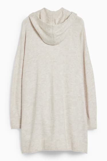 Women - Cardigan with hood - beige-melange