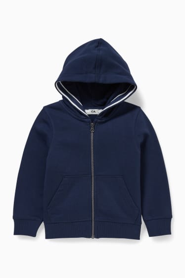 Enfants - Sweat zippé en finition molleton avec capuche - bleu foncé