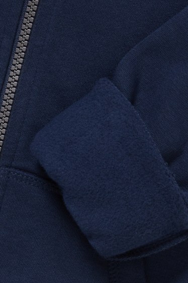 Enfants - Sweat zippé en finition molleton avec capuche - bleu foncé