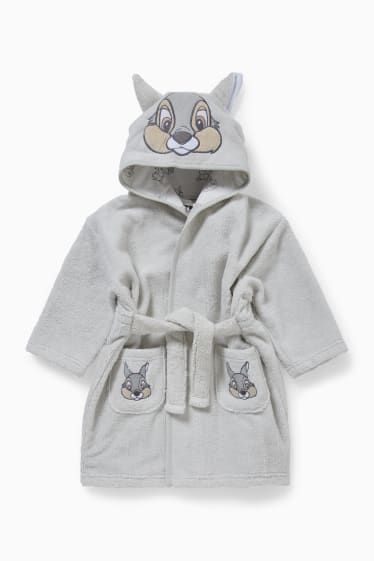 Bebeluși - Bambi - halat de baie din tricot plușat, cu glugă - gri deschis