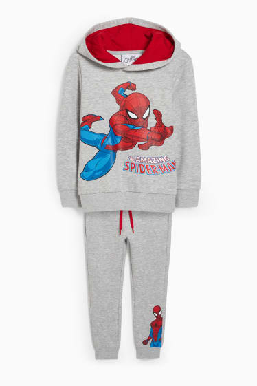 Enfants - Spider-Man - ensemble - sweat à capuche et pantalon de jogging - 2 pièces - gris clair chiné