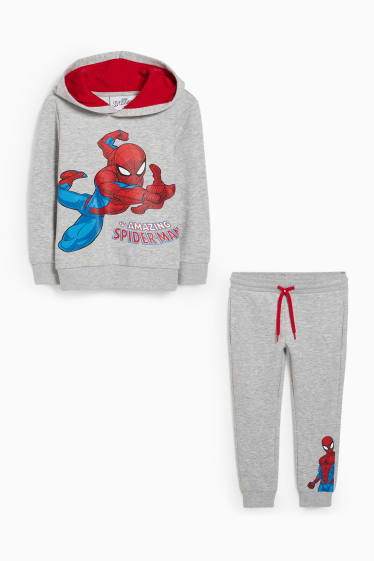 Kinderen - Spider-Man - set - hoodie en joggingbroek - 2-delig - licht grijs-mix