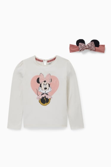 Kinderen - Minnie Mouse - set - longsleeve en haaarband - 2-delig - crème wit