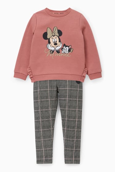 Kinderen - Minnie Mouse - set - sweatshirt en thermolegging - 2-delig - donker rose