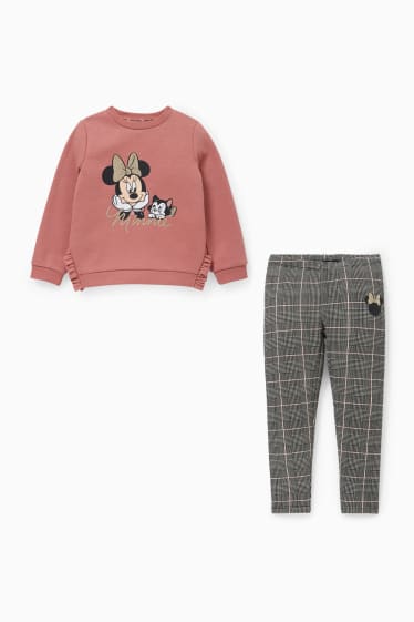 Kinderen - Minnie Mouse - set - sweatshirt en thermolegging - 2-delig - donker rose