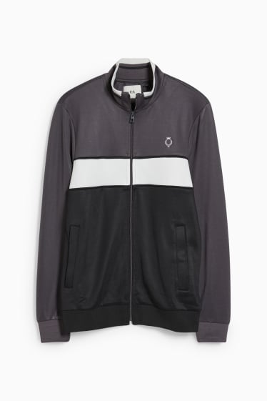 Hommes - Sweat zippé en molleton - noir / gris foncé