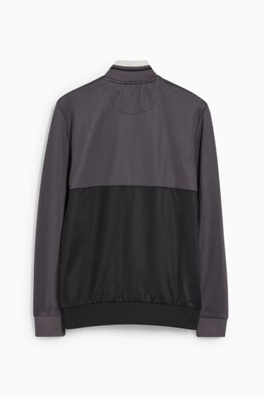 Hommes - Sweat zippé en molleton - noir / gris foncé