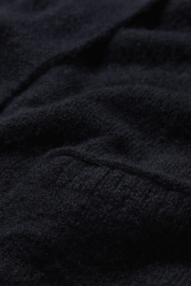 Dames - Gebreid vest met capuchon - donkerblauw