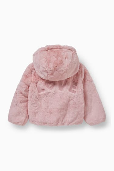Bambini - Giacca di ecopelliccia con cappuccio - rosa