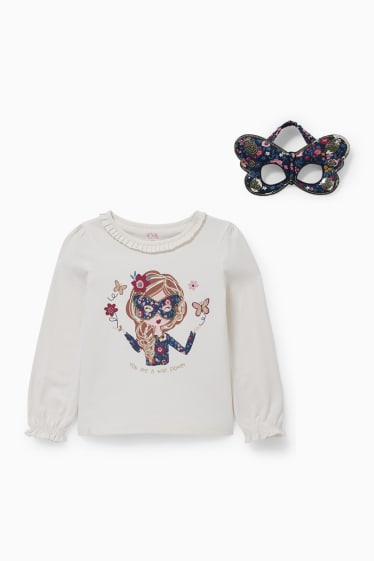 Children - Set - long sleeve top and mask - 2 piece - cremewhite