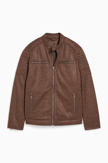 Uomo - Giacca stile motociclista - similpelle - marrone