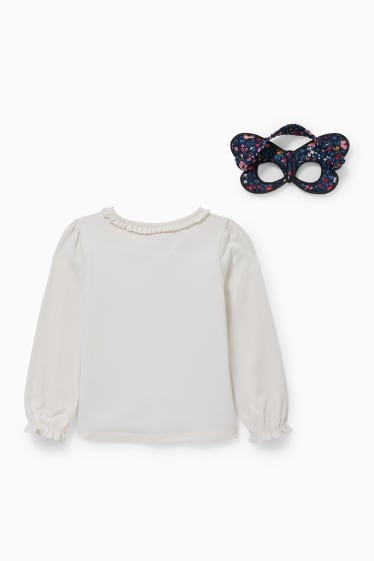 Kinderen: meisjes - Set - longsleeve en masker - 2-delig - crème wit